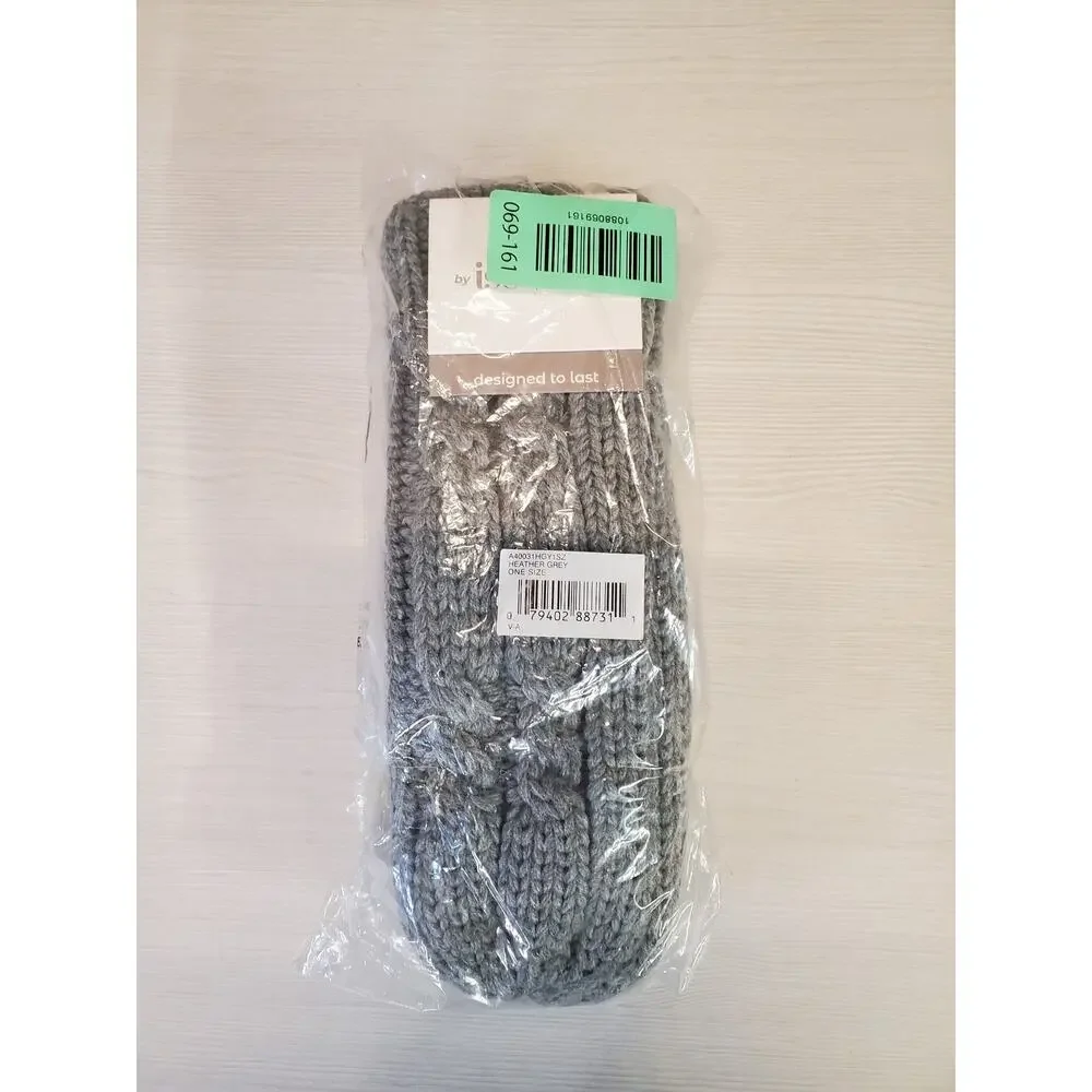 Isotoner Womens Mittens One Size Heather Grey Cable Knit Warm Cozy Winter